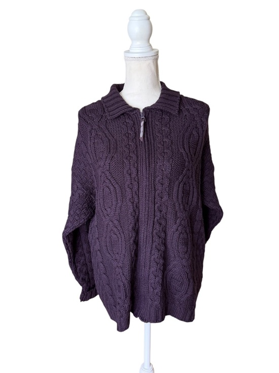 Aran Crafts Sweaters - Aran Crafts Ireland 100% Merino Wool Cable Knit Full Zip Cardigan Sweater